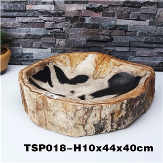 Fossil Wood Stone Sink Random Shape