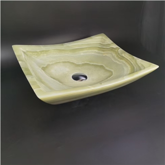 Green Onyx Rectangle Art Sinks Polished