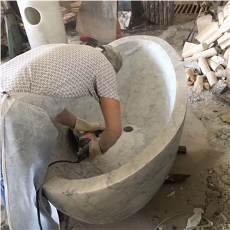 Guangxi White Marble Oval Bathtubs