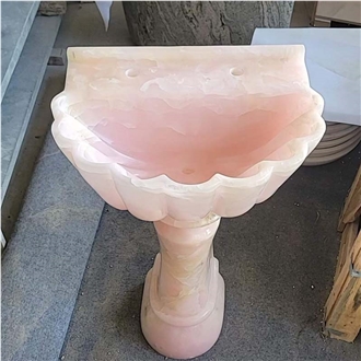 Pink Onyx Free Standing Wash Basin Polished
