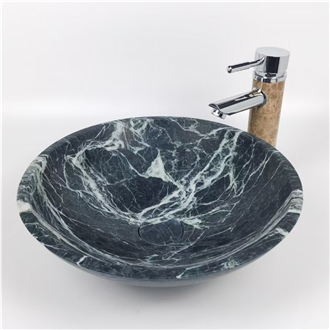 Prada Green Marble Bathroom Round Sink