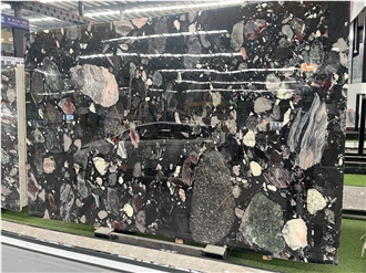 Pebble Black Granite Slabs For Floor Tiles