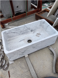 Rectangle Modern Bathroom White Marble Washbasin
