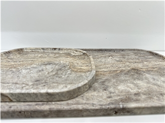 Silver Travertine Oval Stone Tray Home Decor Products