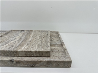 Silver Travertine Rectangule Stone Tray  Home Decor Panels