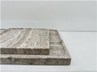 Silver Travertine Rectangule Stone Tray  Home Decor Panels