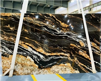 Natural Black Fusion Granite Slabs
