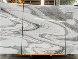 Greece Blue Waves White Marble Slabs