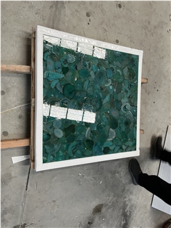 840 Gemstone Tiles, Dark Green Agate Tiles