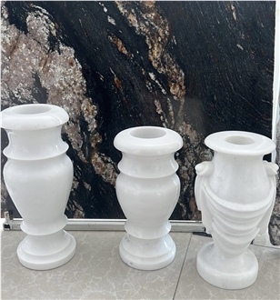 Carrara Marble Monumental Vases