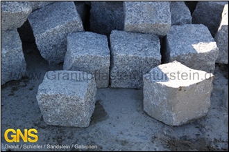 Silesian Light Gray Granite Cube Stone, Cobble Stone