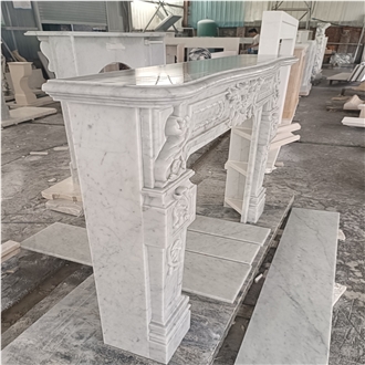Chinese White Marble French Natural Marble Fireplace