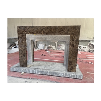 Modern Brown Marble Indoor Fireplace