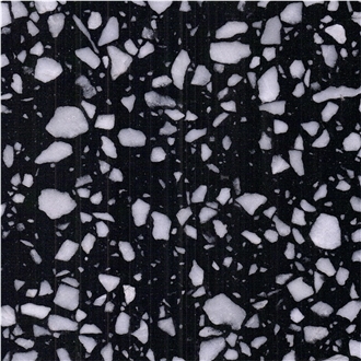 Solid Surface Round Cafe Table Tops Black Cement Terrazzo