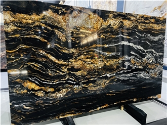 Gold Silk Black Fusion Granite Slabs