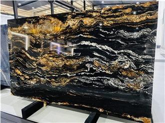Gold Silk Black Fusion Granite Slabs