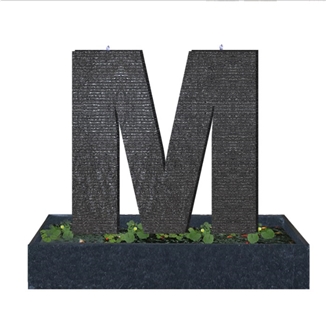 Stone Water Fountain Letter Water Falls Granite Outdoor