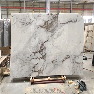Chinese White Marble Calacatta Taupe Slab  Tiles