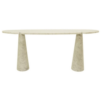Dining Room White Oval Console Marble Coffee Table