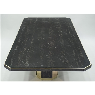 Large Brass Portoro Marble Dining Room Table