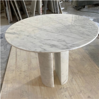 Round  Carrara White Marble Coffee Side Table