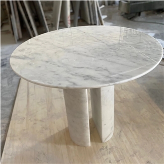 Round  Carrara White Marble Coffee Side Table