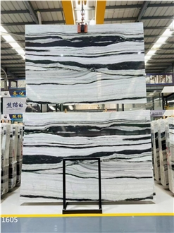 China Panda White Marble Floor Tile Ink Painting Stone Slabs