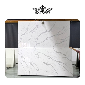 GOLDTOP 5007 Calacatta White Quartz Slabs With Grey Vein