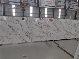 GOLDTOP 5050 Calcatta Borghini White Quartz Slabs