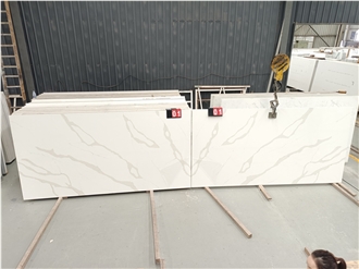 GOLDTOP 5057 Calacatta Unique White Quartz Slabs