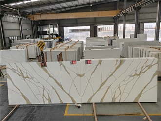 GOLDTOP 5072 Calacatta Stella White Quartz Slabs