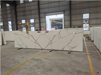 GOLDTOP 5085 Calacatta Givenchi White Quartz Slabs