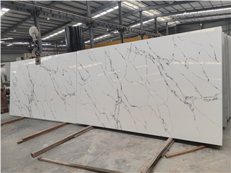 GOLDTOP 5089 Calacatta Channel White Quartz Slabs