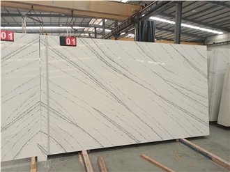 GOLDTOP 5093 Calacatta Sivec White Quartz Slabs