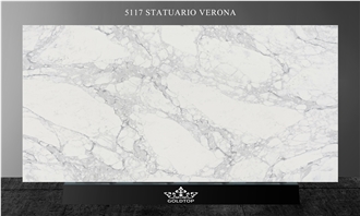 Polished 5117 Statuario Verona Quartz Slabs