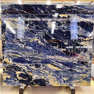 Beautiful Blue Base With Gold Vein Sodalite Blue Stone Slabs