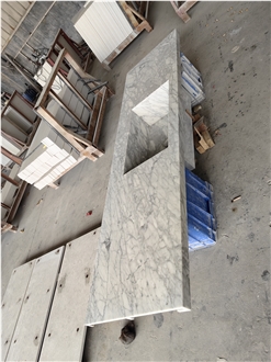 Rich Edge Process Carrara White Marble Bathroom Countertop