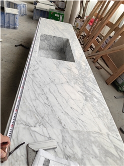 Rich Edge Process Carrara White Marble Bathroom Countertop