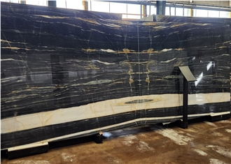 Black And Gold Crystalline Fusion  Marble Slabs
