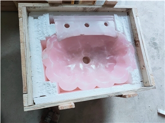 Pink Onyx Sinks Sea Shell Flower Design