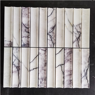 Milas New York Marble 3D Concave Flute Mosaic Tiles