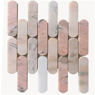 Rosa Aurora Portugal Pink Marble Oval Mosaic Tiles