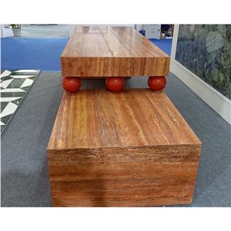 Customization Nature Red Travertine Table