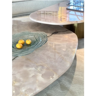 Pink Onyx Nature Stone  For Interior  Table