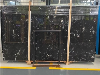 Ice Flower Black Marble Slabs Polished