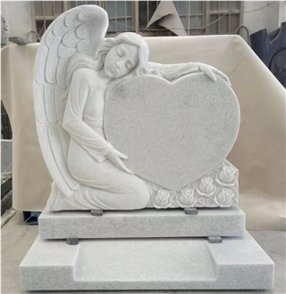 White Marble Angel Memorials Tombstone