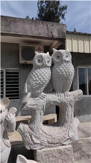 Beige Granite G682 Owl Animal Sculpture For Garden Decor