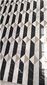 Nero Marquina And Thassos Marble Floor Mosaic Medallions