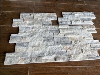 Stacked White Quartzite Stone Wall Cladding Veneer For Decor