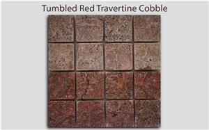 Tumbled Red Travertine Cobble, Paver Cobble Stone Paving